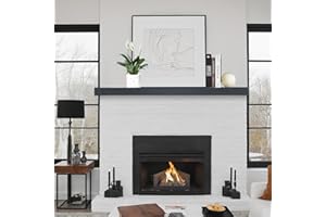 Tongmo Rustic Wood Floating Mantel Shelf - Vintage-Inspired Farmhouse Fireplace Mantel - Handmade Solid Wood Shelf 60 X 7 X 3in (Grey, 60inch)