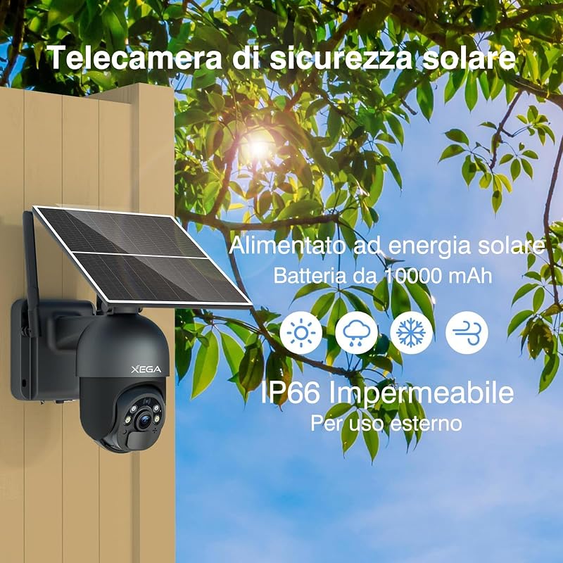 4G LTE Telecamera Solare Esterno con SIM Scheda 2K HD PTZ Senza Fili