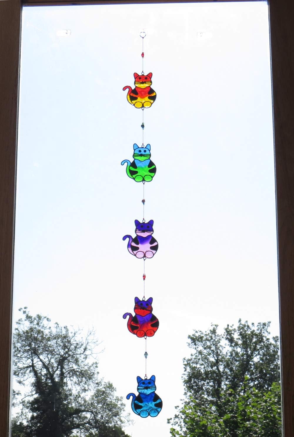 String of 5 Colourful Fun Cats Sun-catcher/Light-catcher, Multicolor - Image 4