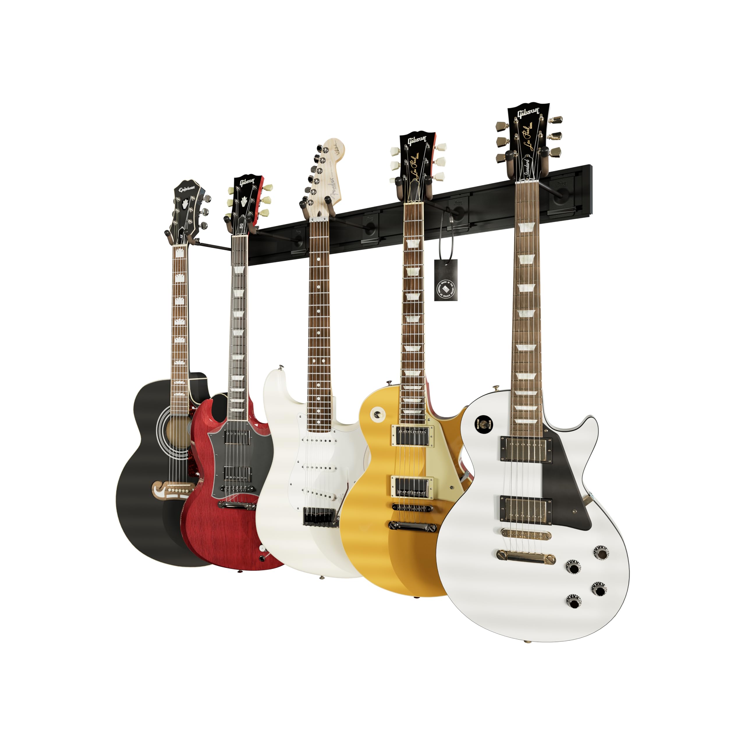 String Swing SW5RL-B-K Guitar Wall Mount Bundle with 5 Guitar Hangers & 1 Black Vein Strong Wall Mount