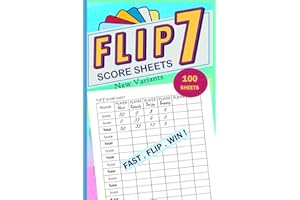 Flip 7 Score Sheets: Large Score Recording Log