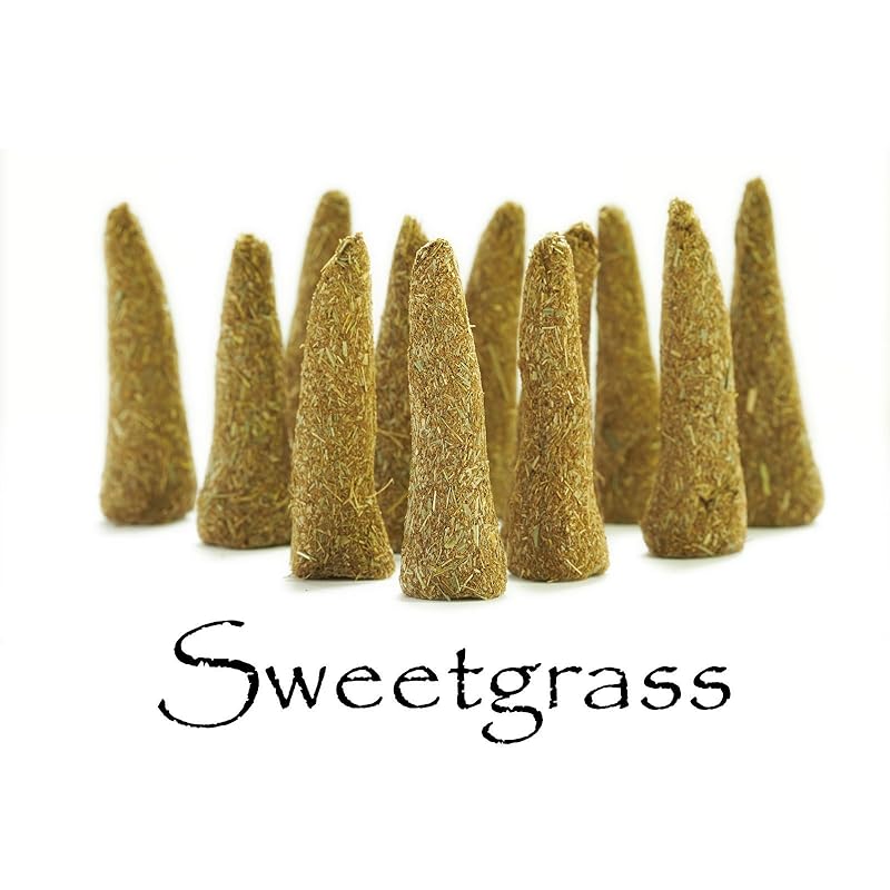 Sweetgrass. Artisan Incense Cones, Set of 12 Handmade
