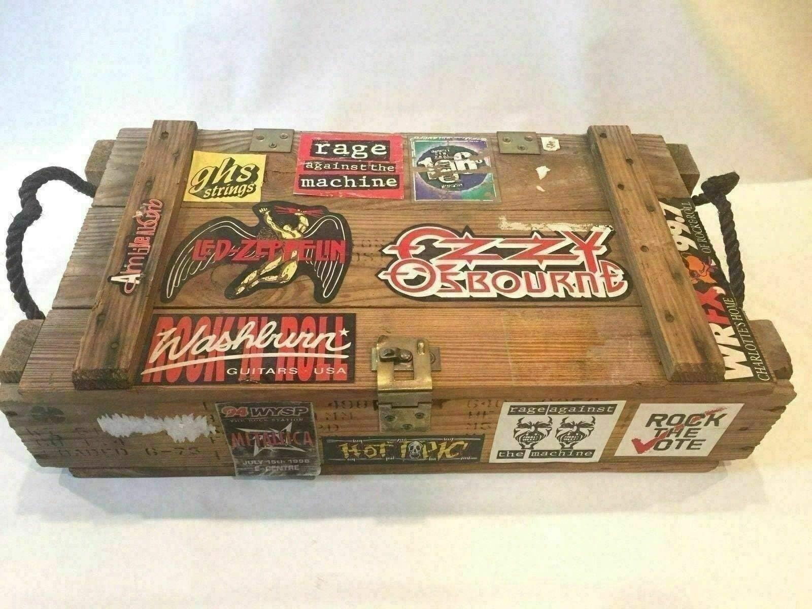 Wood Ammo Lock Box Vertical Lumbar Ammunition Crate For Vintage Heavy Metal Stickers