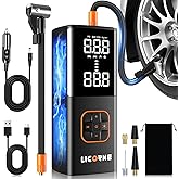 Tire Inflator Portable Air Compressor, 5X Faster Portable Air Pump for Car Tires with Powerful Battery, 180PSI Cordless Air Pump with Digital Pressure Gauge for Cars, Bike & Motorcycle Tires, Ball