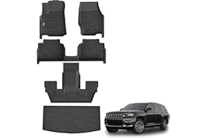 KARPAL Floor Mats & Cargo Liner for 2021-2025 Jeep Grand Cherokee L (6-Seater w/o 2nd Row Center Armrest Only), All Weather TPE Custom Fit Floor Liners Car Mats Accessories