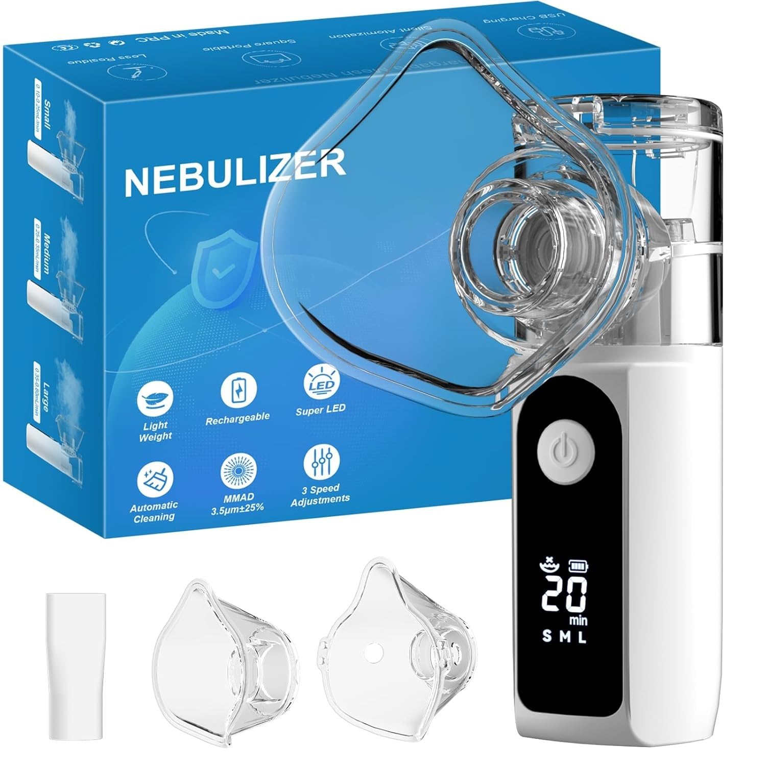 Photo 1 of Portable Nebulizer for Adults and Kids with Smart LED Display, 3 Modes & Auto-Cleaning, Handheld Nebulizer for Home and Travel Use