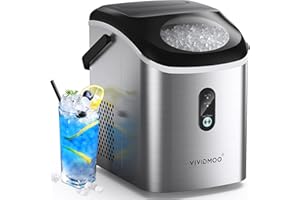 VIVIDMOO Nugget Ice Maker Countertop, 33 lbs in 24 Hours, Self-Cleaning Sonic Portable, Soft Chewable Pebble Ice in 5 Mins Home/Kitchen/Office,Like-New