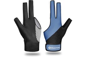 Riverruns Billiard Pool Glove for Left Hand 3 Finger, Snooker Cue Sport Glove for Men Women