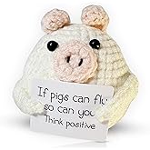 SACHPER Pickles Buddies Positive Piglet - Positive Crochet Animals Gifts Handcraft Emotional Support Crochet Dolls Desk Decor Emoctional Support Plush Gift for Anxiety & Stress Relief