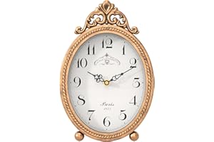 Abdurey Vintage Table Clock on Stand, Desk and Shelf Decorative Clock, French Rustic Style Antique Gold Mantel Clocks for Living Room,Farmhouse,Bedroom,Bedside,Gift Clocks