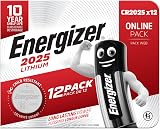 Energizer CR2025 Batteries 12 Pack Lithium 3V Coin Key Fobs Watches