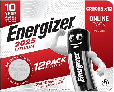 Energizer CR2025 Batteries 12 Pack Lithium 3V Coin Key Fobs Watches