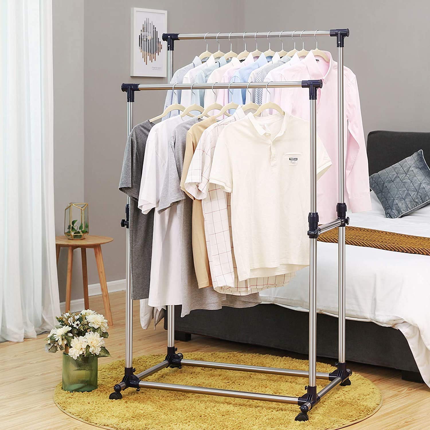 Duo Foldable Balcony Clothes Drying Rack Laundry Drying Rack Folding Stainless Steel And