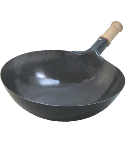 Amazon.com: Yamada Kogyo One-Handed Wok, Iron, Hammered, Wooden