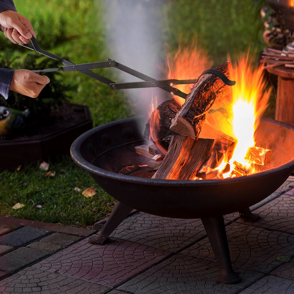 26'' Firewood Tongs Log Campfire Long Tong Claw Fire Fireplace Pit Tool
