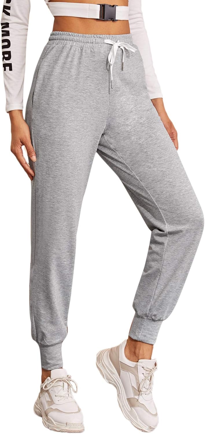 SweatyRocks Women's Drawstring Waist Athletic Sweatpants Jogger Pants with Pocket at  Women’s Clothing store