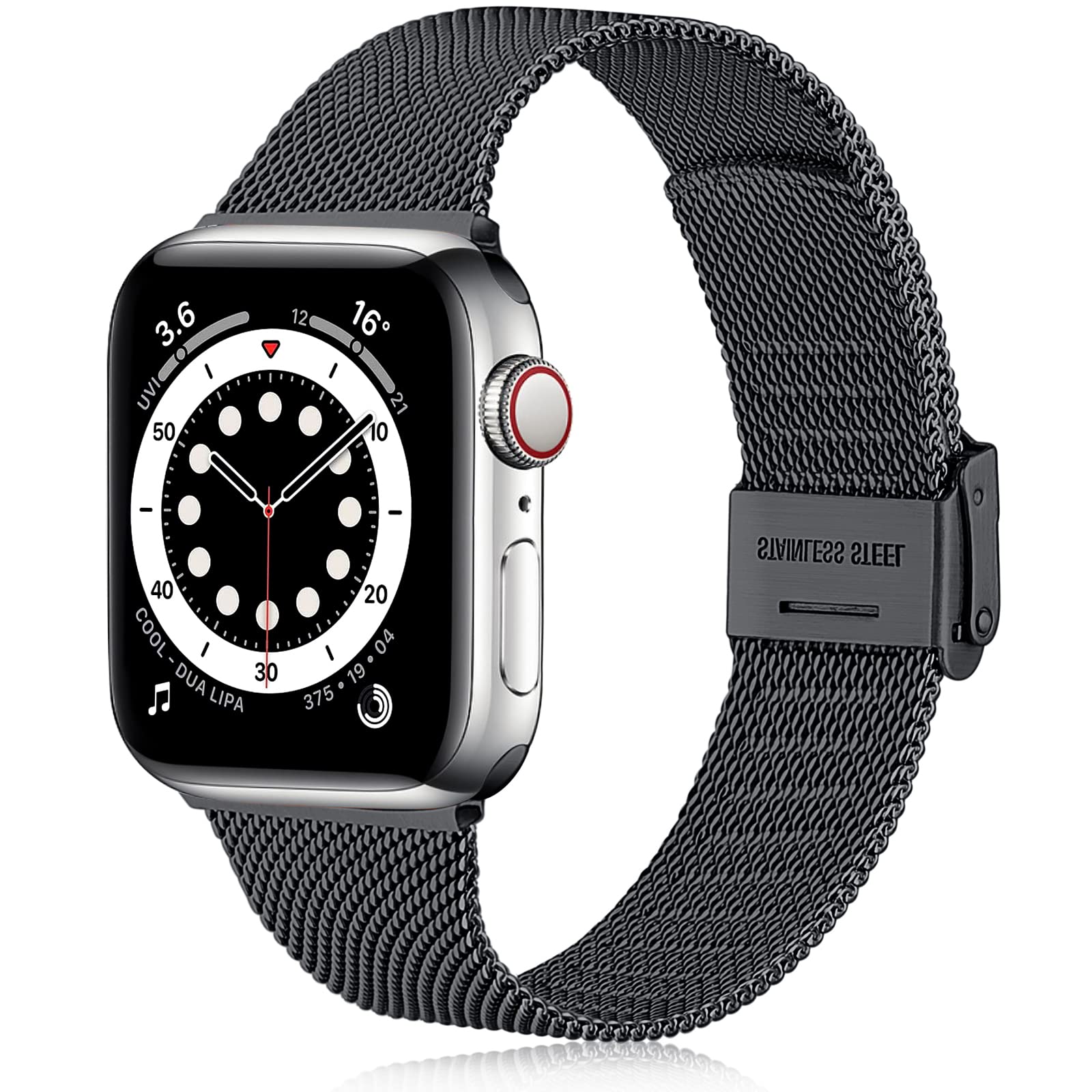 Ouwegaga Compatible With Apple Watch Strap 38mm 40mm 41mm 42mm 44mm 45mm 46mm 49mm, Stainless Steel Metal Straps Compatible with iWatch Strap Series 10 9 8 7 6 5 4 3 2 1/SE Ultra 2, Black