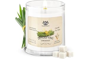 GERRARD LARRIETT AROMATHERAPY PET CARE Pet Odor Eliminator Candle Detoxifying Lemongrass Scented Candle, Calming Candles Aromatherapy for Home Decor, Soy Wax Pet Candles Odor Eliminator for Animal Lover, Aromatherapy by Gerrard Larriett
