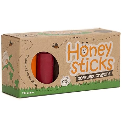 Honeysticks Pure Bienenwachs Buntstifte für Kleinkinder 100% natürliche ungiftige Inhaltsstoffe, Lebensmittelpigmente, sicher