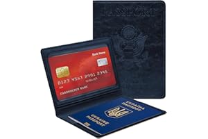 DUXESUK 1 Pcs Passport Holder and Vaccine Card Holder Combo, Travel Passport Wallet, Passport Cover Case for Women and Men (Dark Blue)