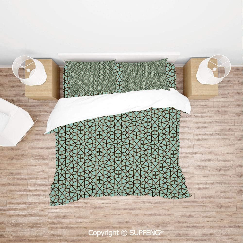 SCOXIXI 3D Duvet Cover Bedding Sets Arabic Design Geometry Ornament Classic Interior Art Vacation Tourism Gateway (Comforter Not Included) Soft, Breathable, Hypoallergenic, Fade Resistant