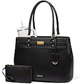 LOVEVOOK Laptop Tote Bag for Women, Waterproof Leather Work Computer Bag, Large Office Briefcase Shoulder Handbag Purse