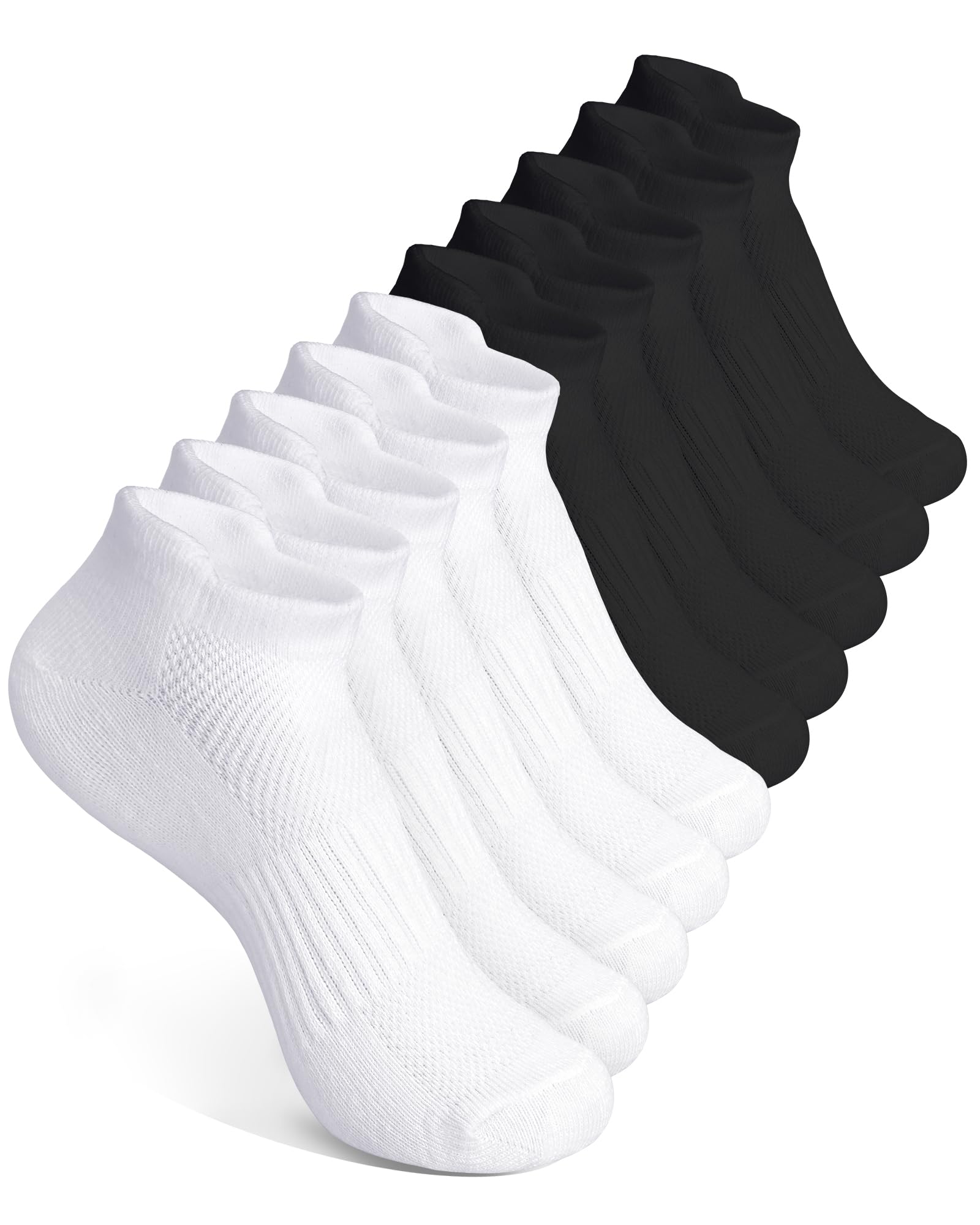 Photo 1 of CHANCALCAL 10 Pairs Kids Socks for Boys Girls Ankle Athletic Low Cut Socks Half Cushioned Crew Cotton No Show Sock 4-7 Years Black/White