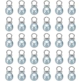 MECCANIXITY 100Pcs Imitation Pearl Pendant 10mm Faux Pearl Beads with Rhinestone for Dangle Jewelry Making Earrings Necklace Bracelets Crafts, Grey