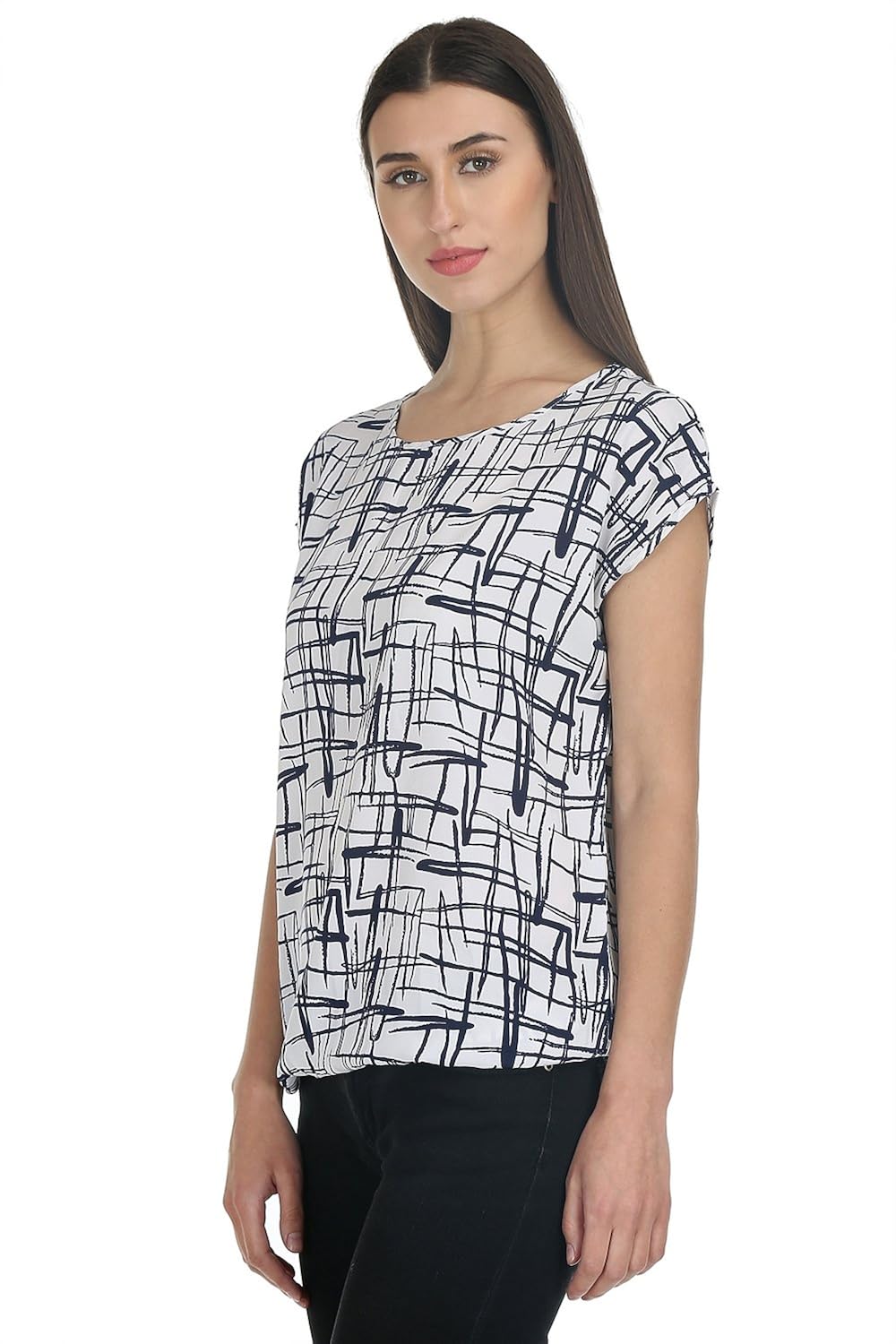deewa white lined printed top