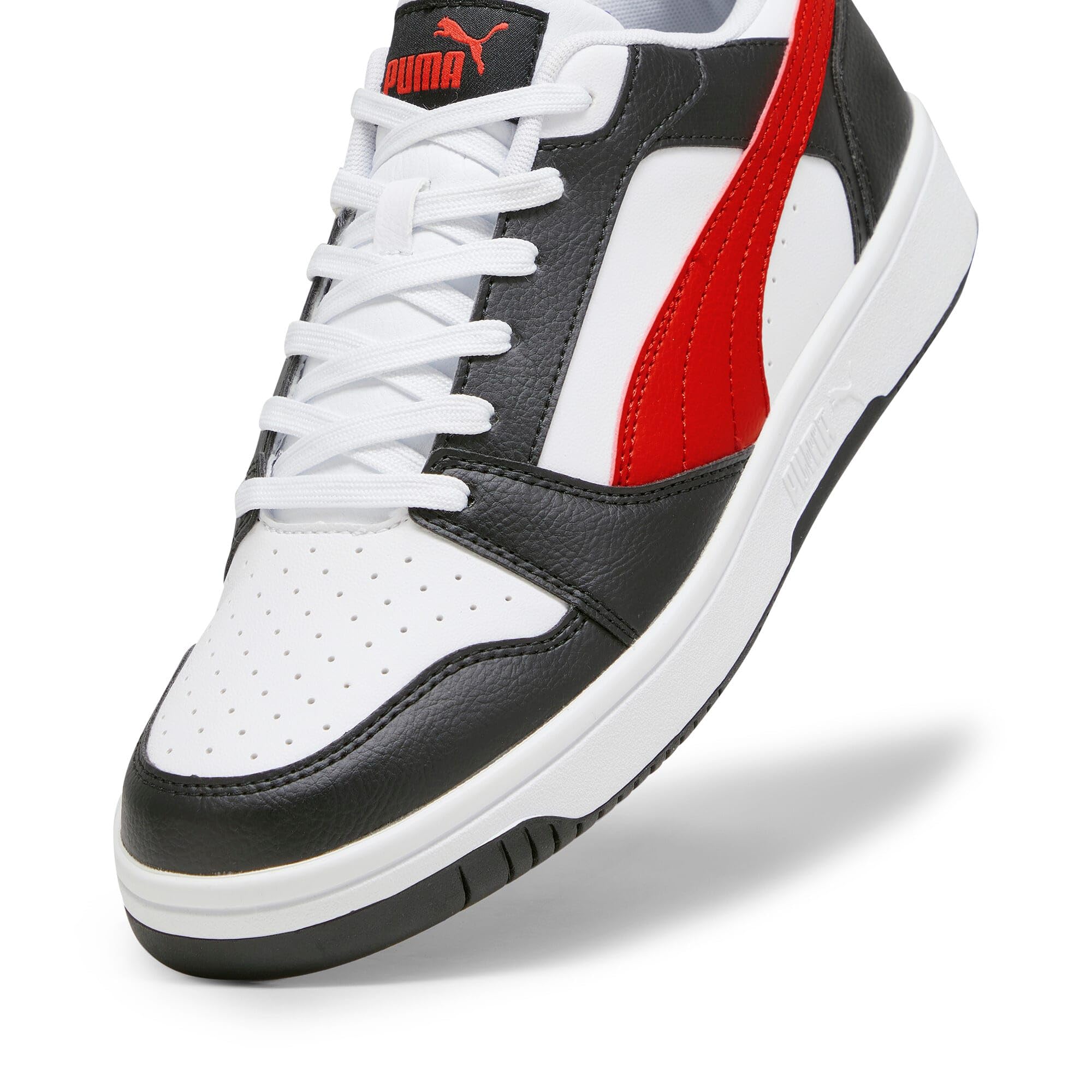 PUMA Rebound V6 Low Unisex Sneaker , Puma White For All Time Red Puma Black, 45 EU 7