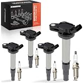 A-Premium Set of 4 Ignition Coil Pack and Iridium Spark Plugs | Compatible with Toyota Corolla 2009-2018 Matrix Prius C-HR &amp; Lexus CT200h 2011-2017 &amp; Scion iM xD