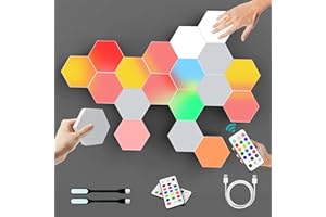 ARCWARES Hexagon Lights, RGB Hexagon Wall Lights with Remote, Smart Hexagonal Wall Panels, Touching LED Wall Lights with USB-Power, Splicing DIY Color-Changing Gaming Lights Used in Gift, Bedroom Decor-6 Packs