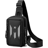 Negi Puerto Rico Flag Crossbody Bags for Men Small Travel Sling Bag For Women Water Resistant Cross Body Shoulder Bags with Zipper Lock Mini Chest Bag for Running Workout Casual Fanny Pack