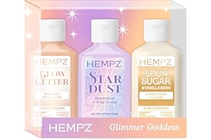 Hempz Mini Shimmer Lotion Set, Gold, Silver and Rose Gold Moisturizer, Glimmer Goddess Radiant Skin Travel Kit, 3 pack, TSA A