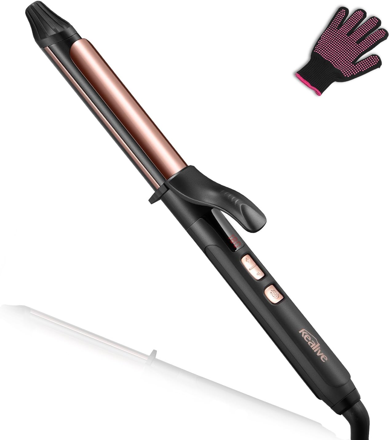 Curling Wand, Kealive 1 Inch Curling Iron with MCH Fast Heater, Professional Hair Curling Wand Instant Heat up to 450°F with LCD Display, Dual Voltage, Includes Heat Resistant Glove and Travel Bag