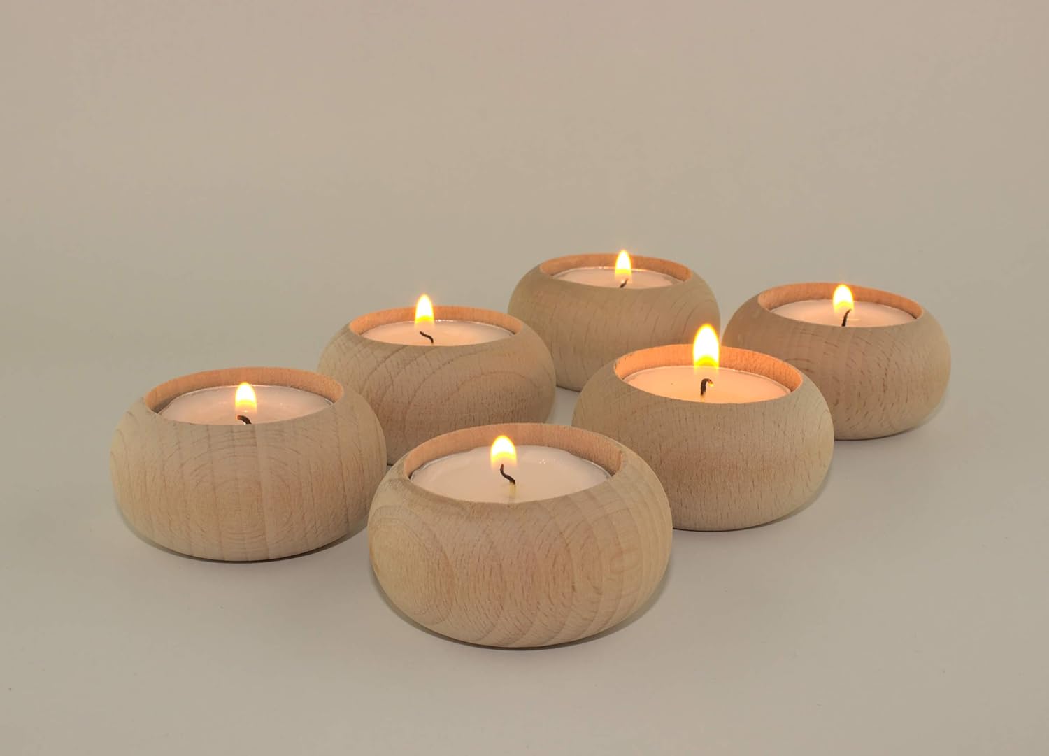Amazon Com Wood Candle Holders For Votives And Tea Lights Candles Set Of 6 Dining And Wedding Table Centerpieces For Receptions Or Home Decor Ideal For Handmade Shower Favors Housewarming Gift Kitchen