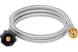 SHINESTAR Propane Hose Adapter & 5 FT Braided Hose for Buddy Heaters, Coleman Stoves, Blackstone 17" 22" Tabletop Griddle, Char-Broil Portable Grills, Weber Q Grills- Converts 1 lb to 20 lb Cylinders