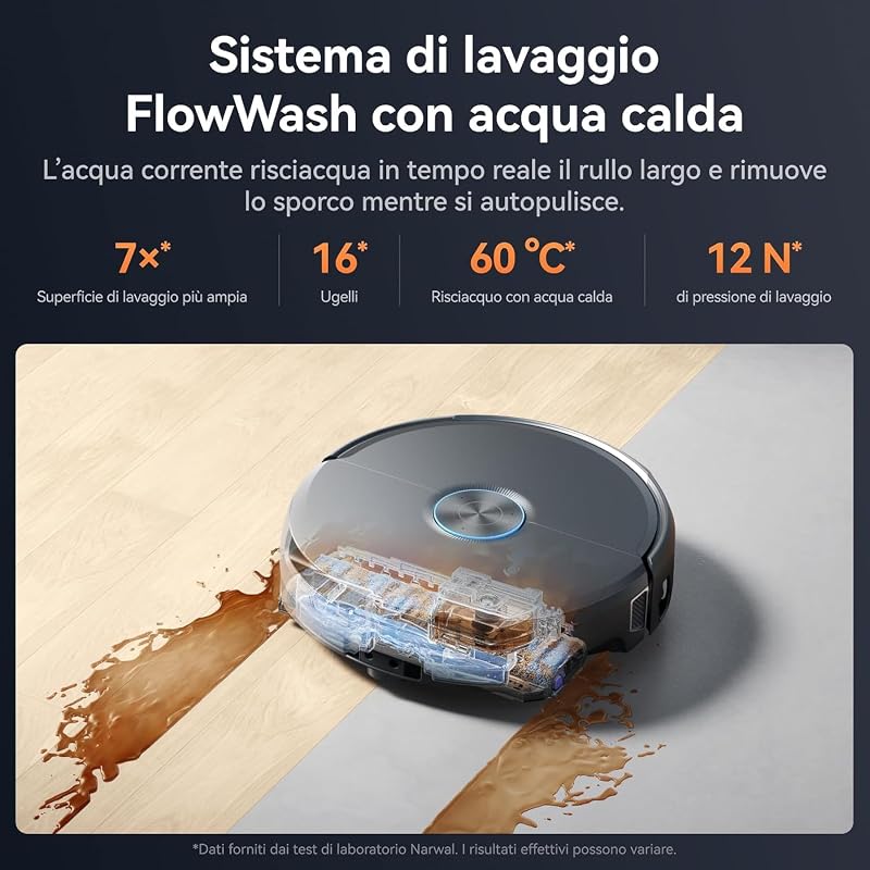 Flow 2 Robot Aspirapolvere Lavapavimenti con FlowWash Track Mop,Nero — foto 3 di 8