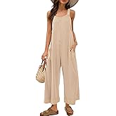 Panadila Womens Waffle Knit Jumpsuit Casual Wide Leg Jumpsuits Oversized Long Rompers Open Back Loose Overalls