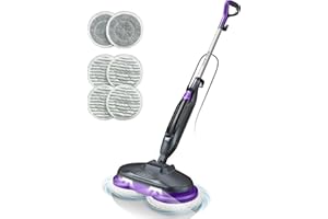 BOJUK Scrubbing Steam Mop, Steam Mops for Floor Cleaning with Rotating Pads, 4 Cleaning Modes & LED Headlights, Swivel Steering,Safe for all Sealed Hard Floors F2