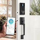 DESLOC D110 Plus Built-in Wi-Fi Smart Lock with Handle Set, Keyless Unlock in 0.5s with Fingerprint, Touchscreen Deadbolt wit