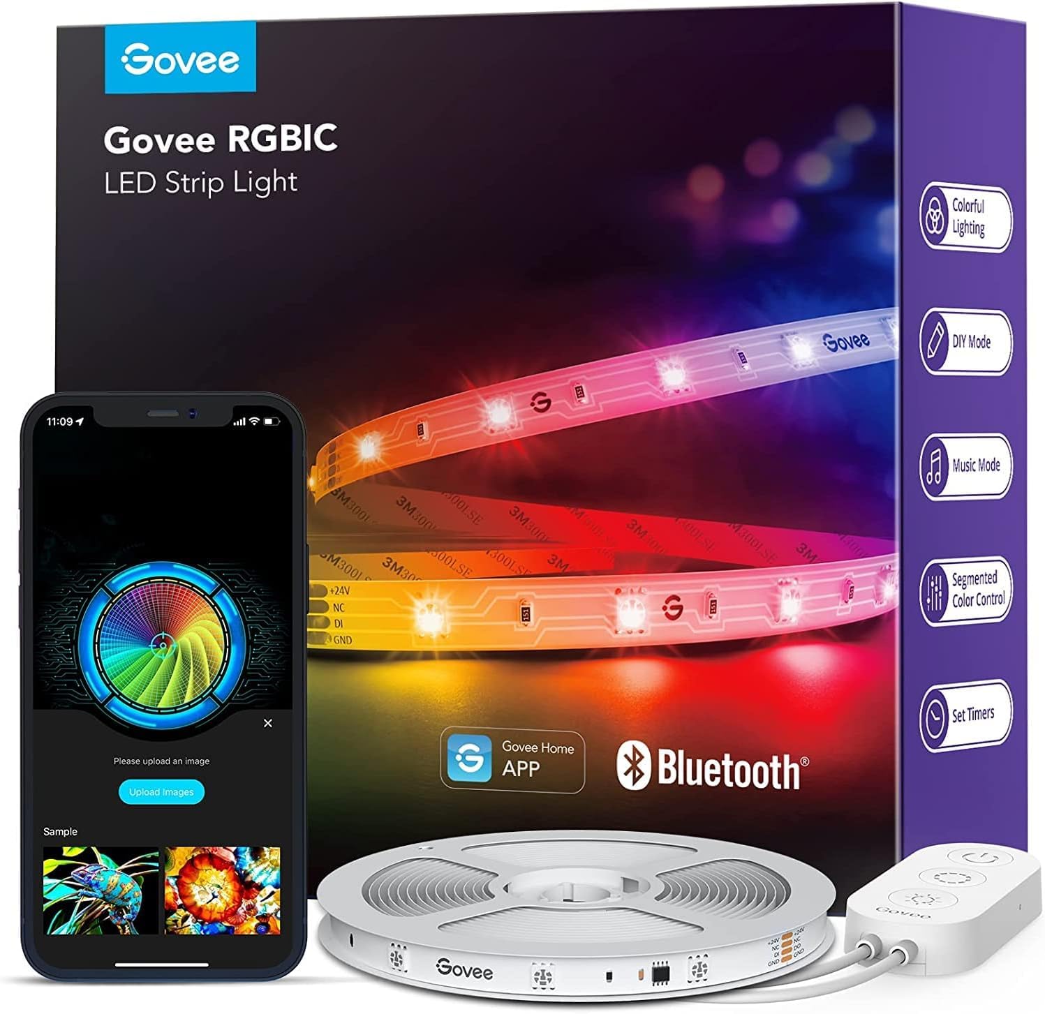 Govee LED Strip Light 5m, RGBIC Smart LED Strip Lights Bluetooth APP Control, DIY Color Changing, Music Sync, for Bedroom Kitchen Home Decor — image 1