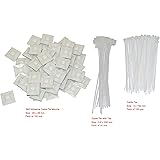 Self Adhesive Cable Tie Mounts 28mm x 28mm (Pack of 100) + 100 PCS 3*150mm Cable Tie + 20 PCS 3.6*200mm Cable Tie with Tab