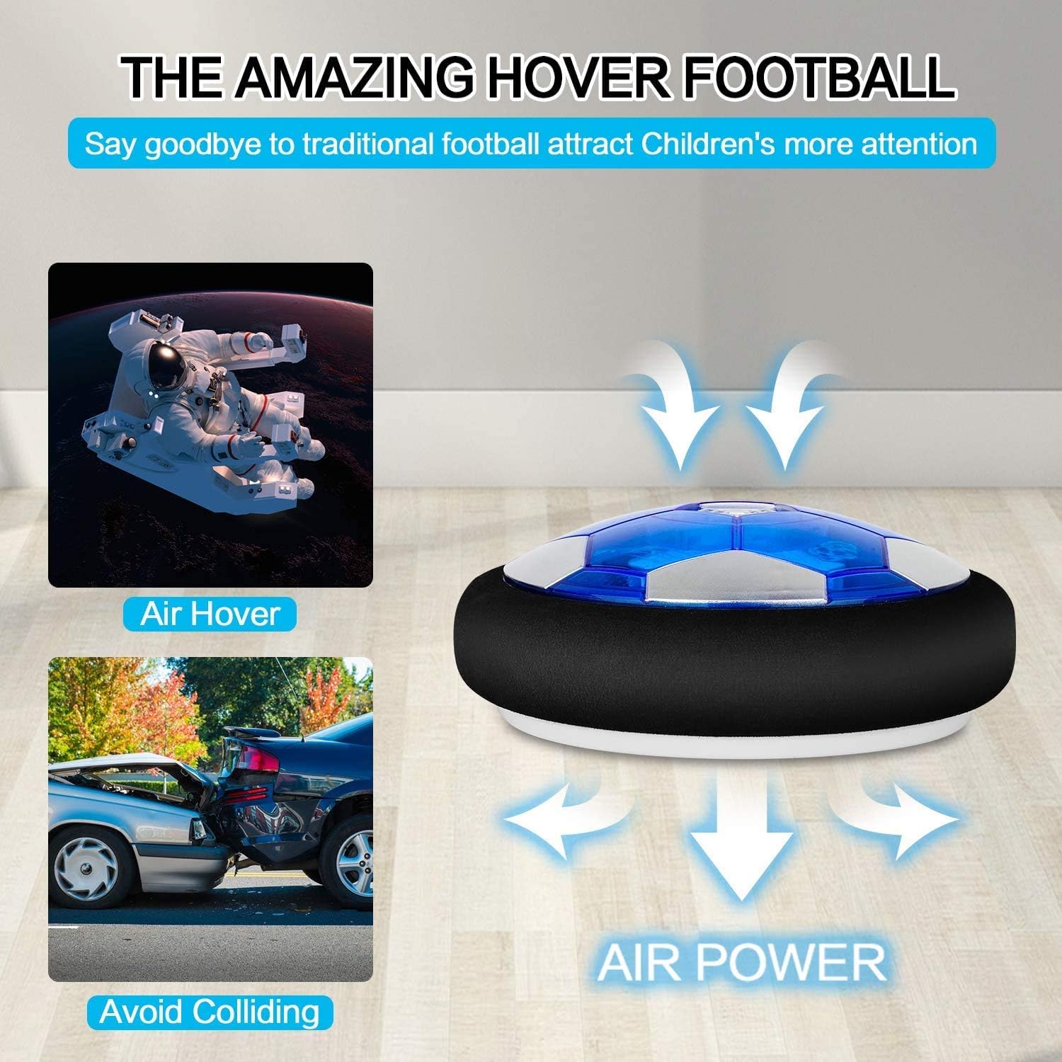 Kids Toys Hover Soccer Ball Set with 2 Goals, Air Soccer with LED Light, USB Rechargeable Floating Soccer Ball with Foam Bumper for Indoor Outdoor Sports Ball Game, Football Toy for Boy Girl Best Gift: Toys & Games