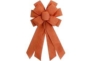 chmacura Orange Red Burlap Wreath Bow 20 x 11 Inches Easter Bows Baby Shower Farmhouse Ribbon Bow Tree Ornament for Home Front Door Decorations