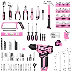 Pink Tool Kit Box Drill Set：DEKOPRO Home Mechanic