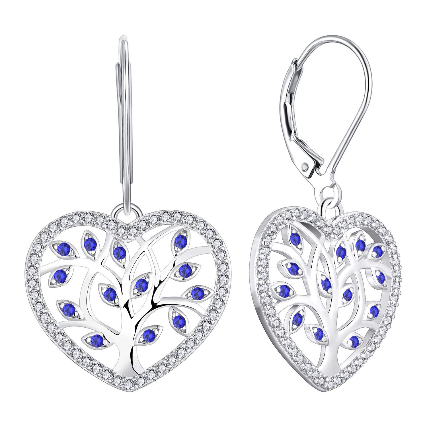 YL Tree of Life Earrings 925 Sterling Silver cut Spinel Blue Family Tree Dangle Drop Earrings for Women — image 1