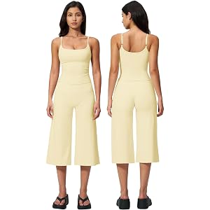 ABOCIW Workout Sets for Women Two Piece Halter Sports Bra Matching Wide Leg Capri Pants Gym Work Yoga Pilates Outfits