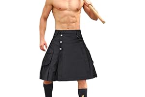 AKARMY Men's Kilt for Men, Camo Scottish Outdoor Utility Pleated Tactical Kilt,Irish Highland Hybrid Kilts