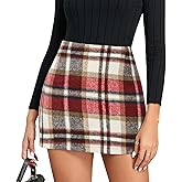 Plaid Skirts for Women High Waist Pencil Bodycon Mini Skirt Fall Winter Outfits